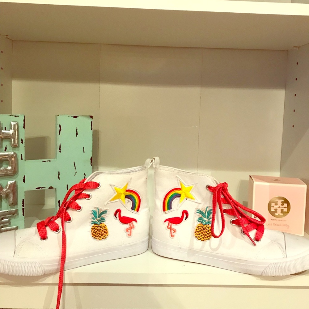 High Top Kids Shoes by Cat & Jack w/ patches Sz4